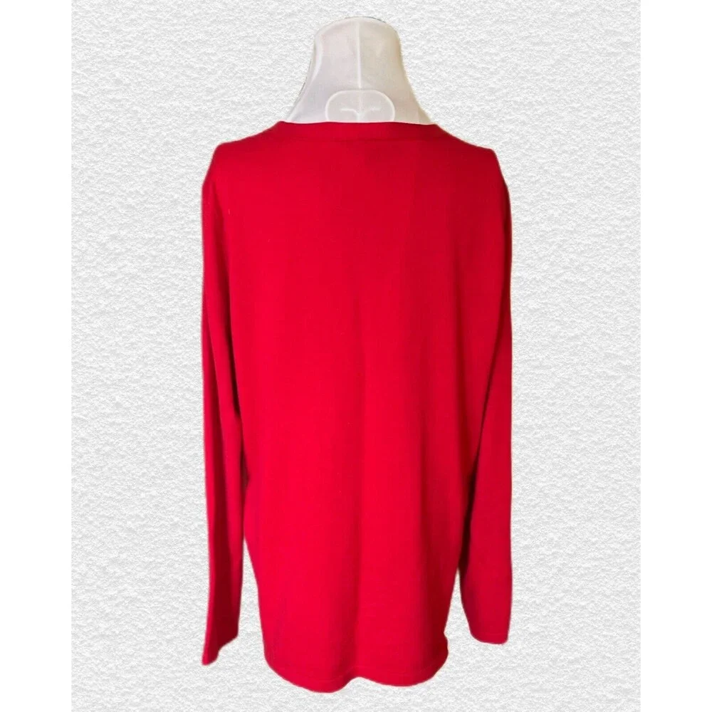 “Tommy Hilfiger” Sweater Women's Sz L Argyle Holiday Sweater Red White Metallic